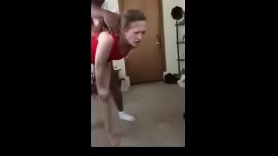 mature in tights tries to handle a bbc on her backside and throat