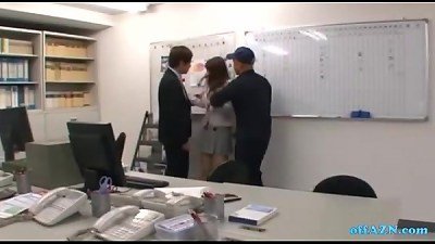 Office lady Rapped By two men fingered And tongued On The stool In The Office
